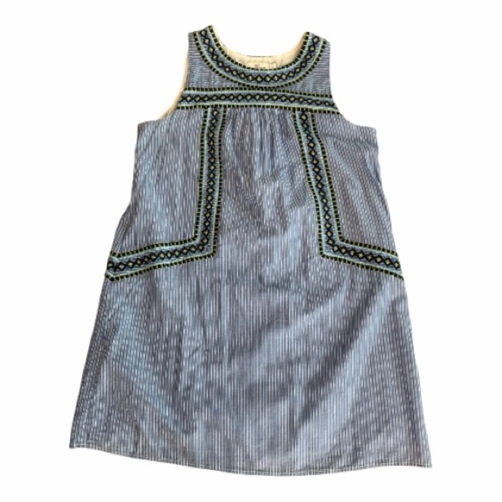 Vineyard Vines Blue Striped Embroidered Mini Shift Dress Large Sleeveless - Picture 9 of 12
